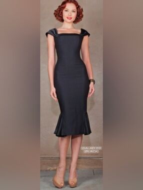 Stop Staring Black Mermaid Cocktail Midi Dress